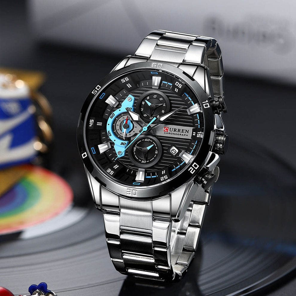 Curren Chrono-Master Steel Fusion Watch ( Free Box)